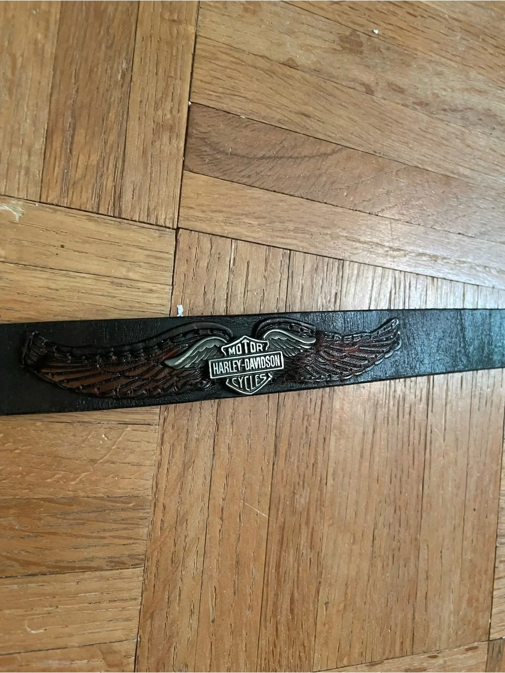 Harley Davidson Motorcycle Belt Men's Cowhide Leather Buckle & 3 plaques Read